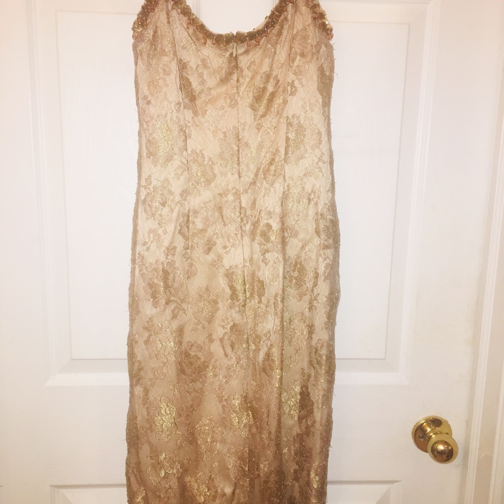 EUC! ESCADA 💯% authentic metallic lace silk dress - Picture 3 of 7